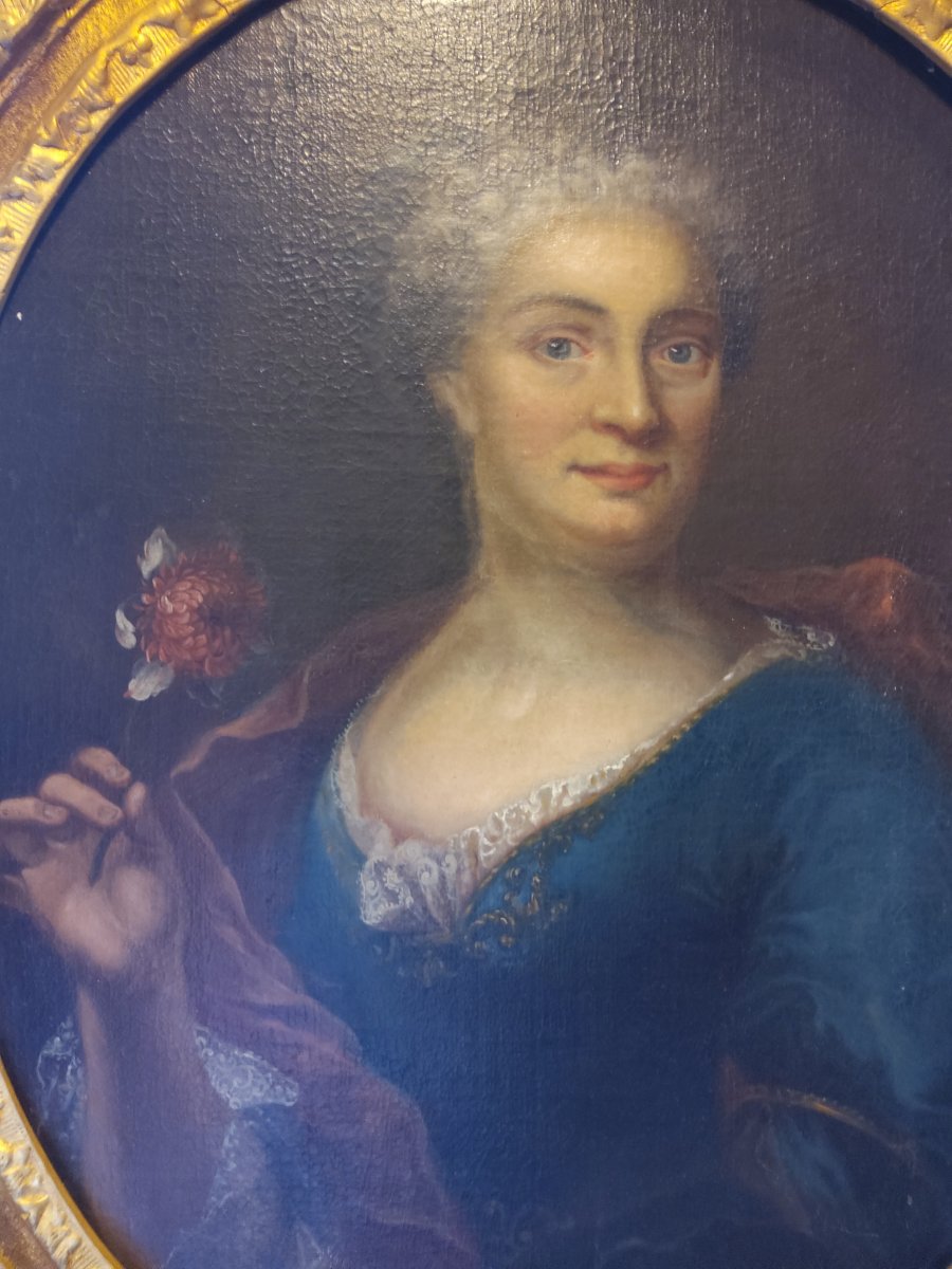 Portrait Of Woman From The XVIIIth S In Its Original Frame-photo-2